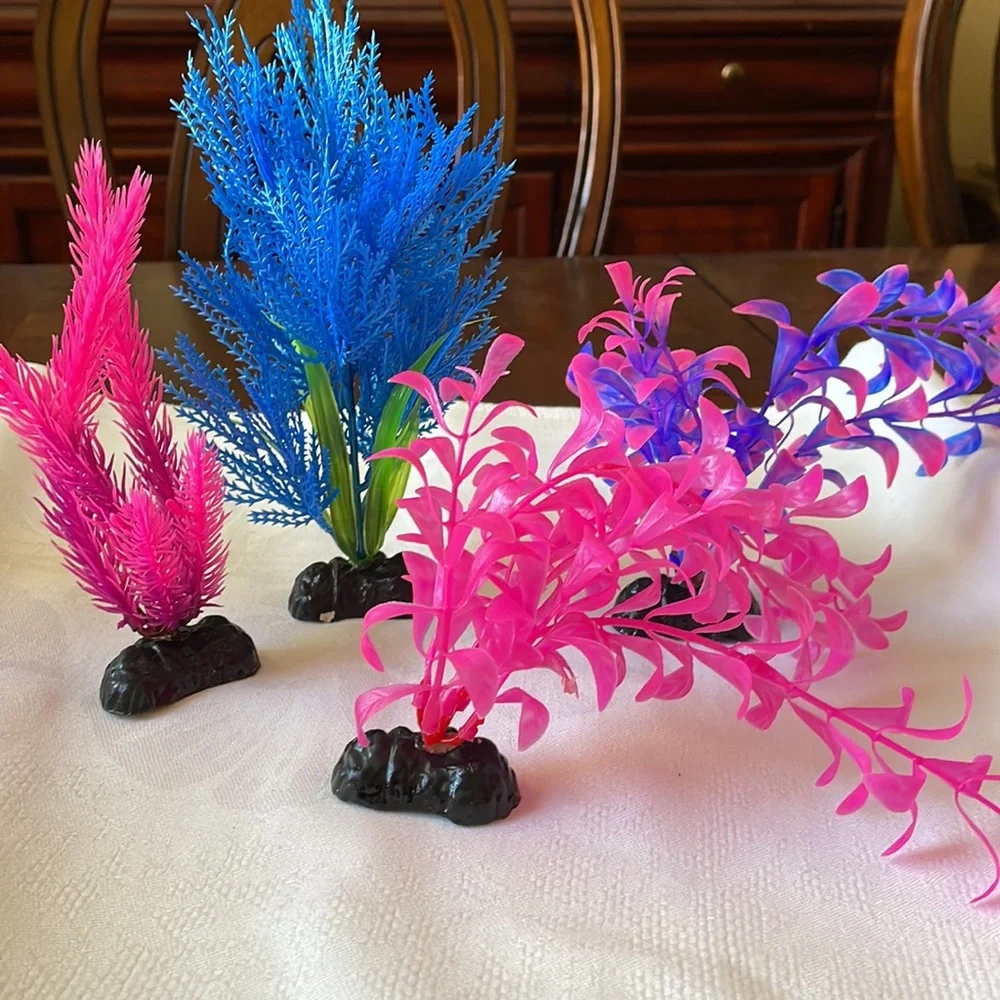 lot of 4 pc Artificial Seaweed Water Plants for Aquarium Plastic Fish Tank